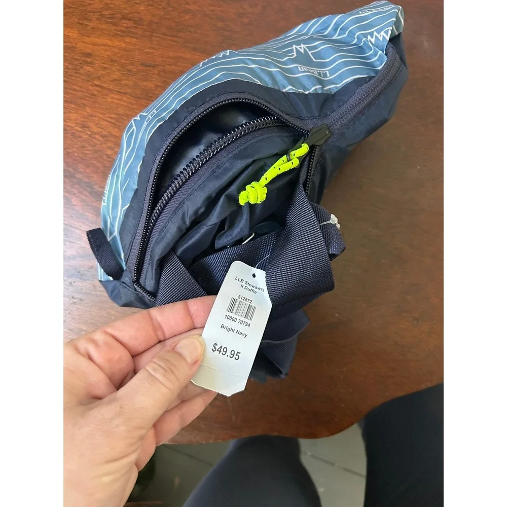 LL Bean Stowaway II Duffle Bag Bright Navy Packable Travel Gym Bag 512872
